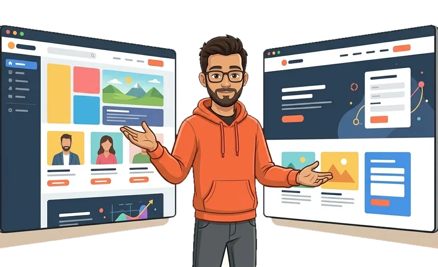 Ilustrație: tipul de la SiteFain prezintă două site-uri lucrate